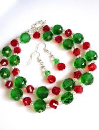 Christmas Crystal Jewelry Set, Red and ...