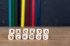 small cubes with "Back to school" spelled out in individual letters 
