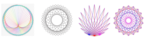 parabolic line drawings shaped like circles in multiple colors.