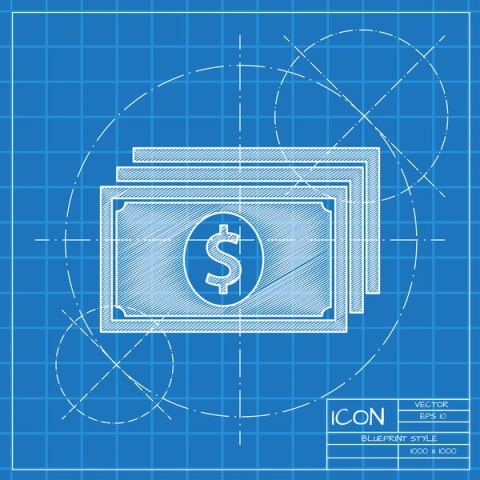 Blueprint with a Dollar Sign