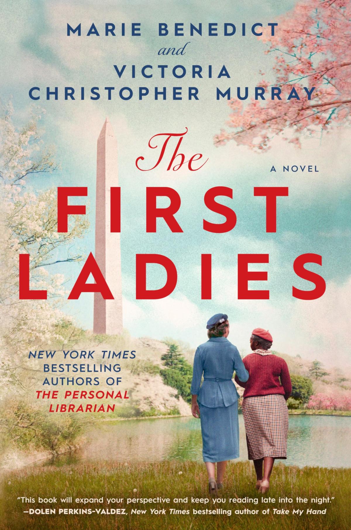 The book cover of "The First Ladies," featuring both women walking toward the Washington Monument.