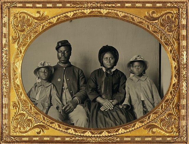 African American Soldier with Family