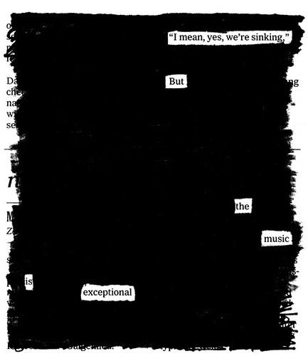 page with blackout poem 