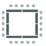 Icon representing tables arranged in a square with chairs all around the perimeter of the square